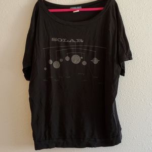 Black scoop neck solar system t-shirt
